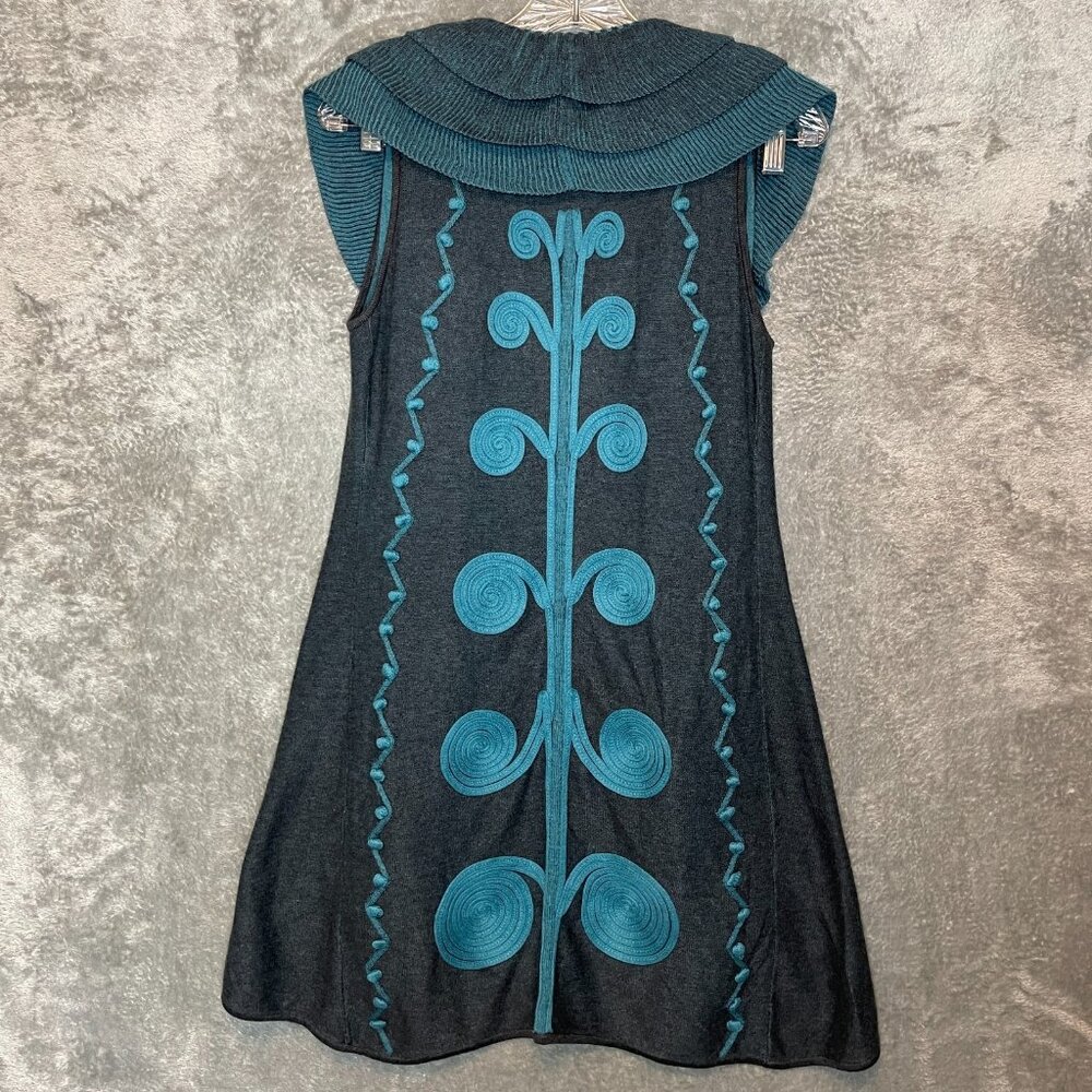 NIC+ZOE Charcoal and Teal Sleeveless Cardigan